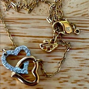 Swarovski Crystal Double Heart Gold Necklace